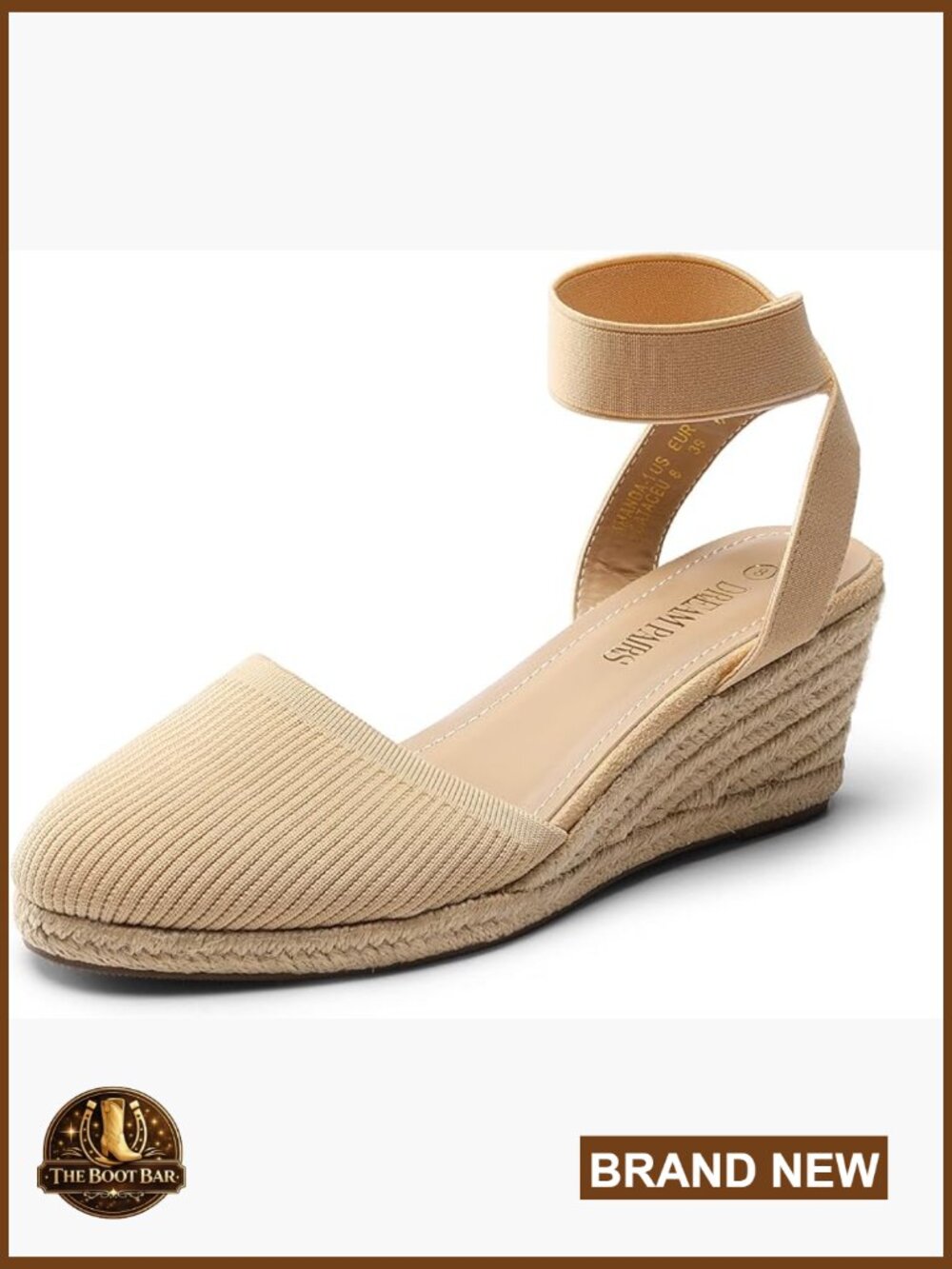 Elastic Ankle Strap Espadrilles Wedge Sandals Closed Toe